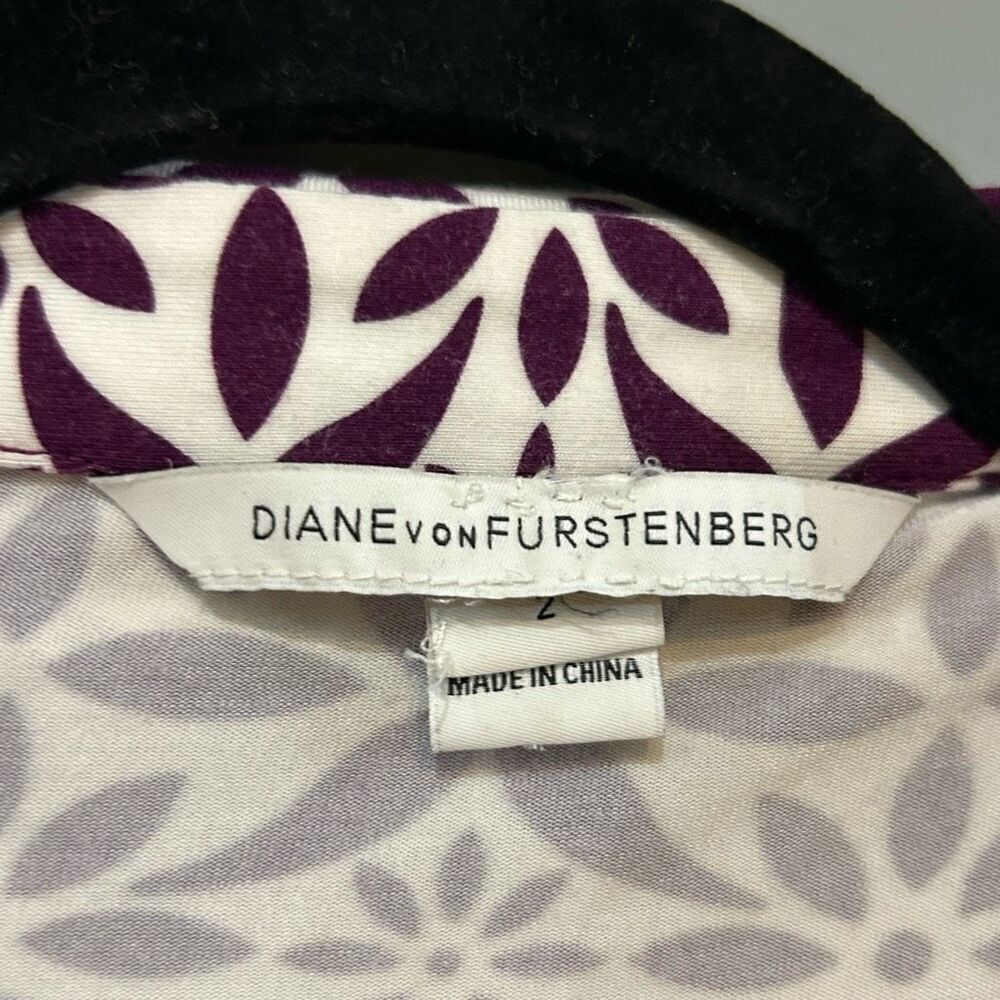 Diane Von Furstenberg DVF Julian Two wrap Moroccan purple white dress size 2 - Picture 2 of 11